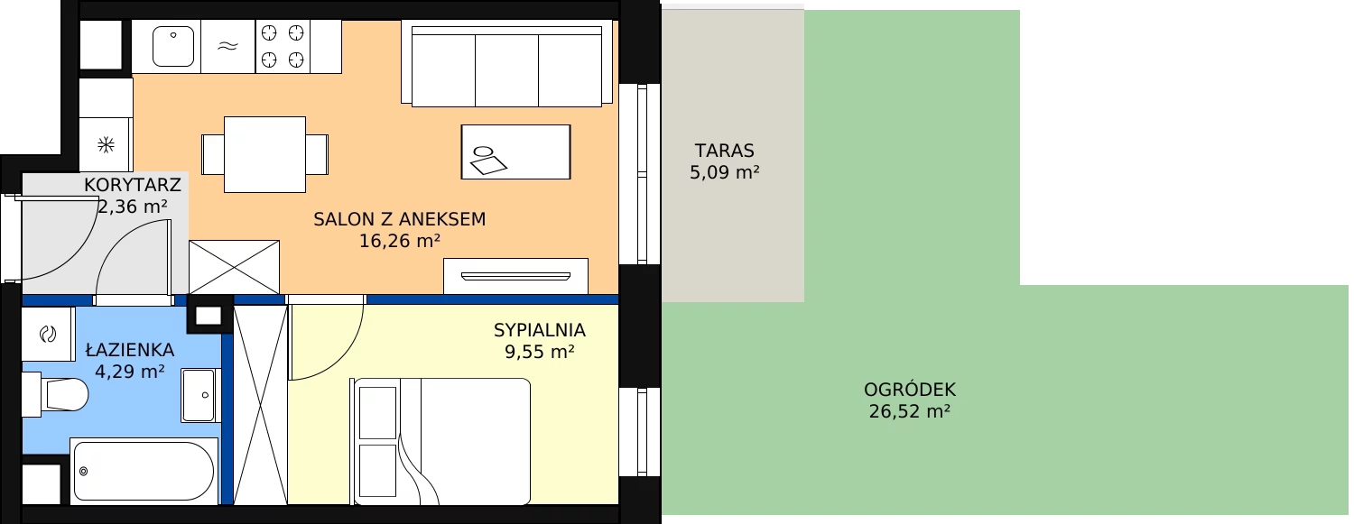 Zalety mieszkania 33.04 m², A.0.05.2a