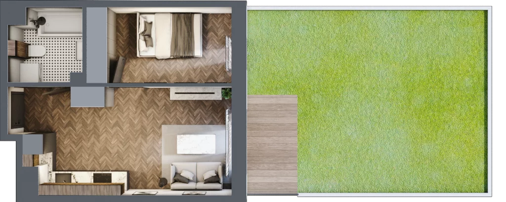 2 pokoje, mieszkanie 34,00 m², parter, oferta nr A.0.06.2a, Atrium, Łódź, Polesie, Stare Polesie, ul. kpt. Stefana Pogonowskiego 44/46