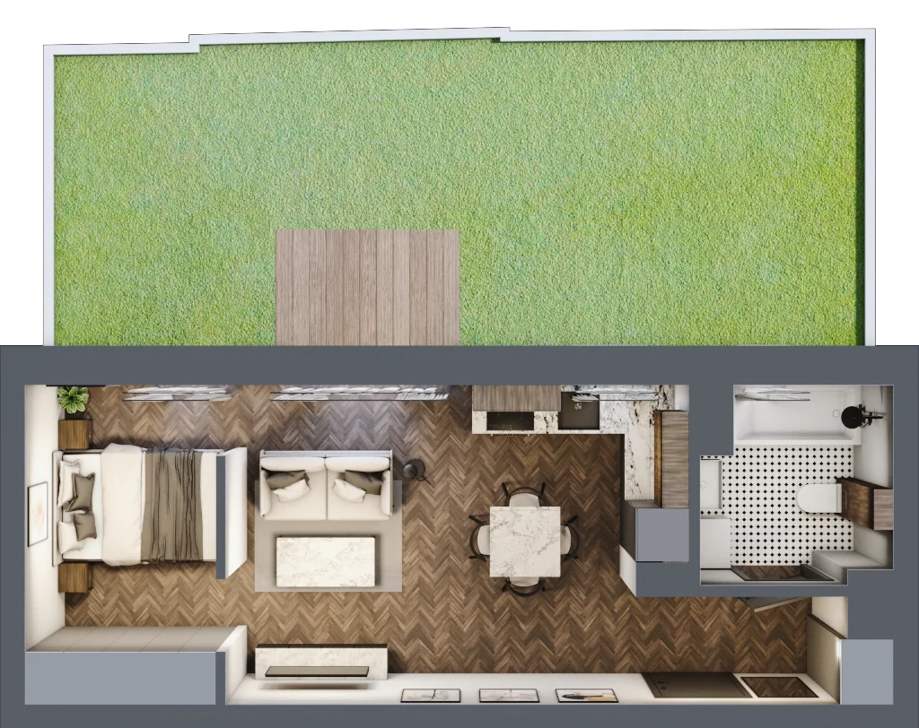 1 pokój, mieszkanie 34,17 m², parter, oferta nr B.0.05.1k, Atrium, Łódź, Polesie, Stare Polesie, ul. kpt. Stefana Pogonowskiego 44/46