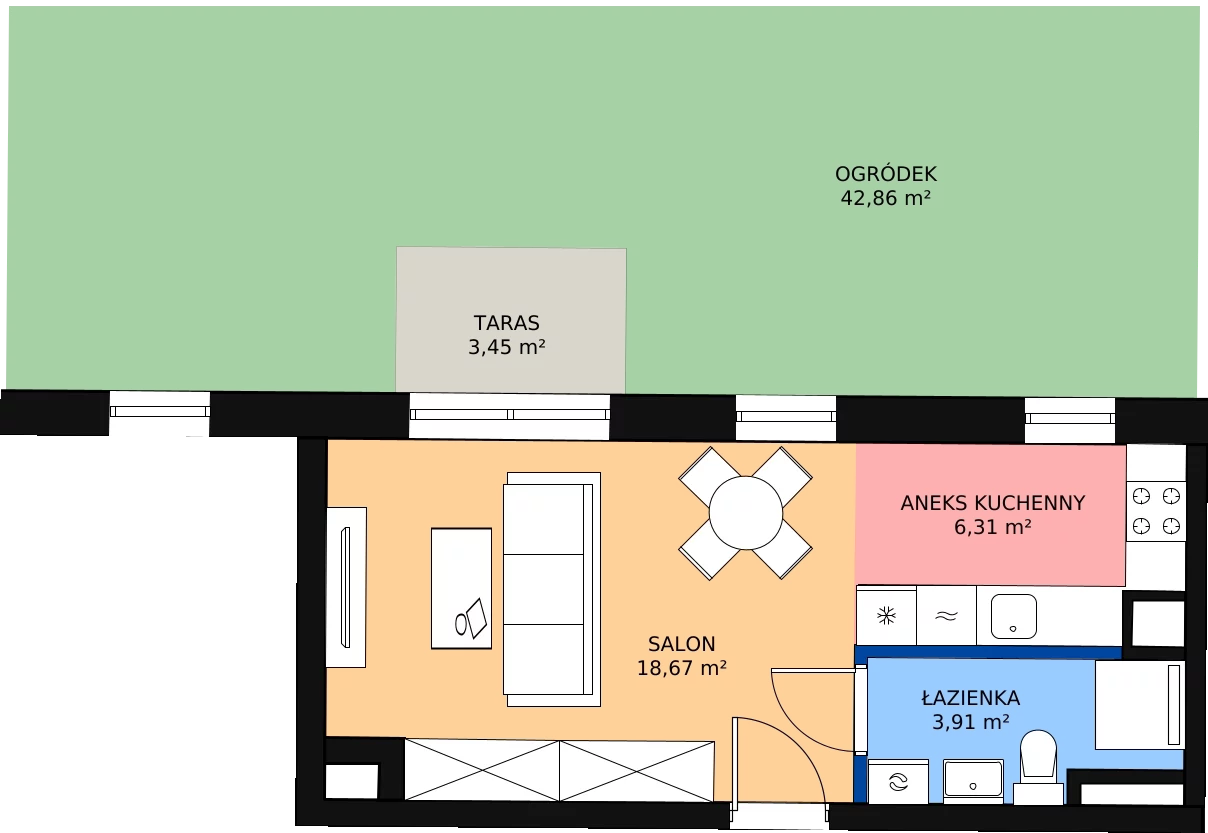 Zalety mieszkania 29.39 m², B.0.06.1k
