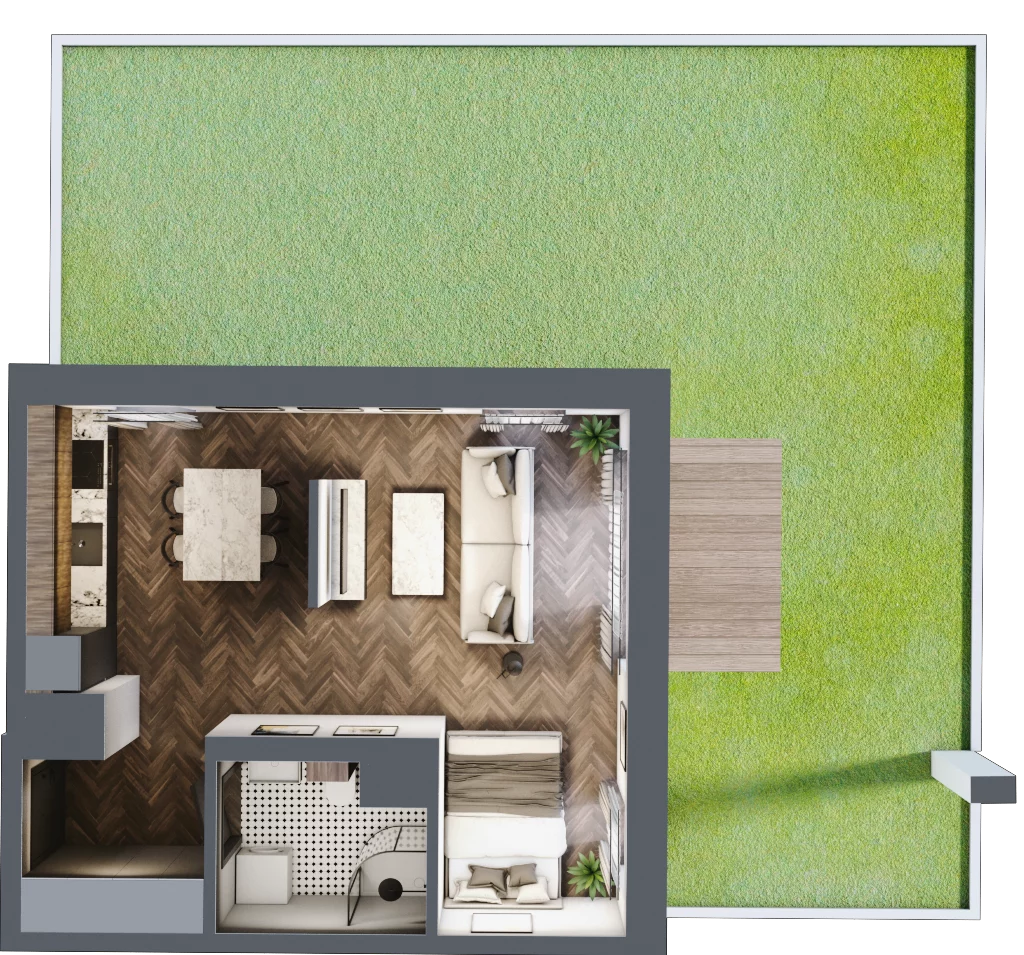 1 pokój, mieszkanie 36,01 m², parter, oferta nr B.0.07.1k, Atrium, Łódź, Polesie, Stare Polesie, ul. kpt. Stefana Pogonowskiego 44/46