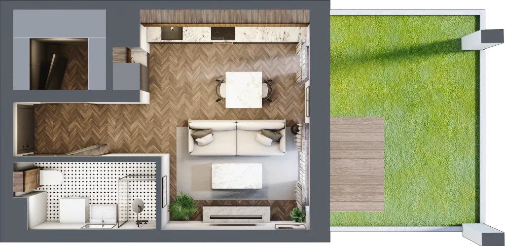 1 pokój, mieszkanie 29,89 m², parter, oferta nr B.0.09.1k, Atrium, Łódź, Polesie, Stare Polesie, ul. kpt. Stefana Pogonowskiego 44/46
