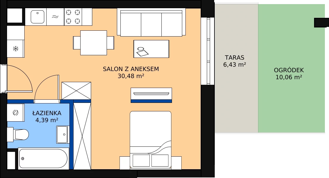 Zalety mieszkania 35.39 m², B.0.13.1a