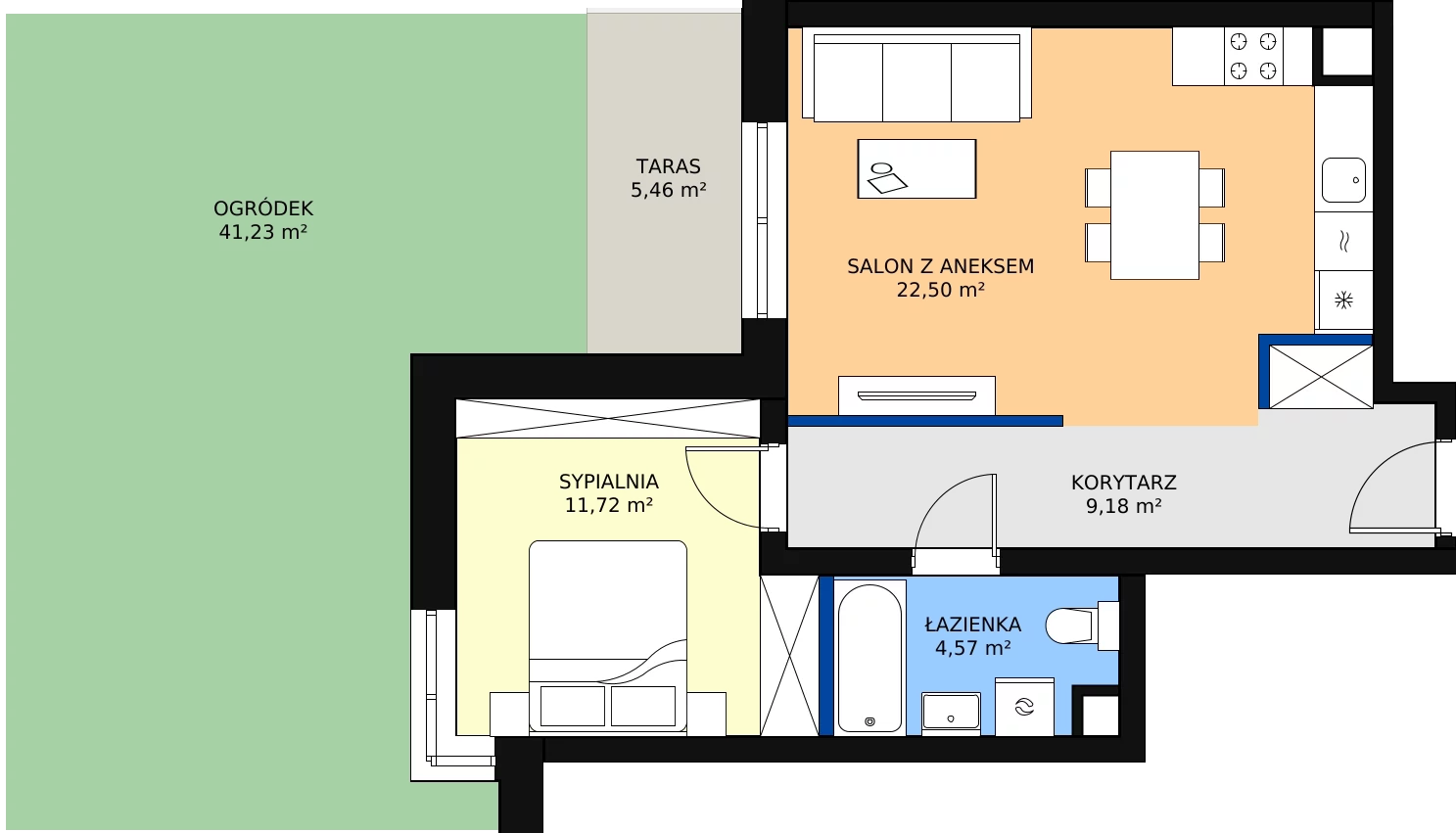 Zalety mieszkania 48.49 m², B.0.17.2a