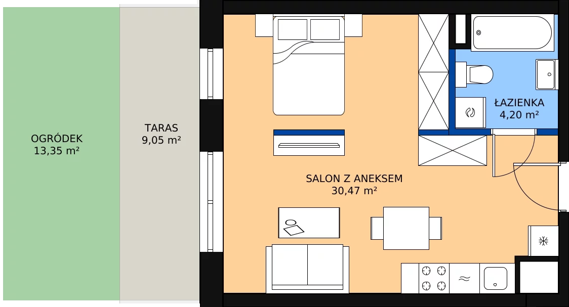 Zalety mieszkania 35.19 m², B.0.18.1a