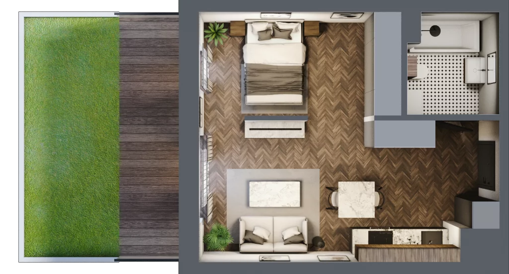 1 pokój, mieszkanie 35,19 m², parter, oferta nr B.0.18.1a, Atrium, Łódź, Polesie, Stare Polesie, ul. kpt. Stefana Pogonowskiego 44/46