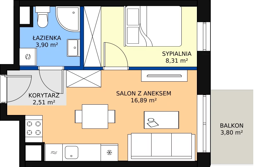 Zalety mieszkania 31.61 m², A.1.09.2a