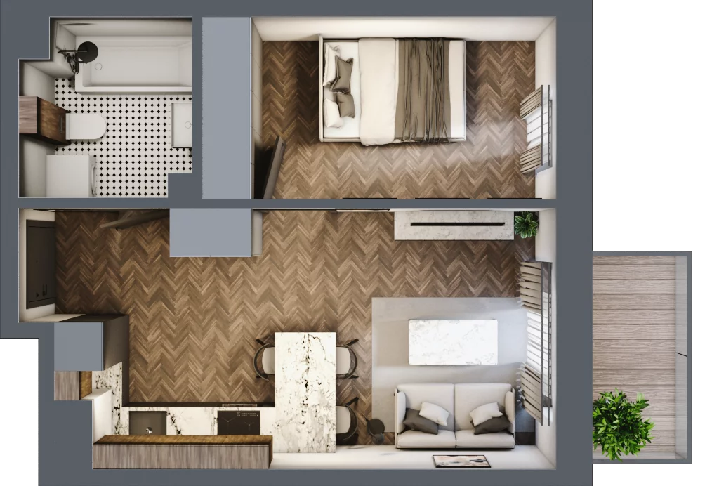 2 pokoje, mieszkanie 34,69 m², piętro 1, oferta nr A.1.11.2a, Atrium, Łódź, Polesie, Stare Polesie, ul. kpt. Stefana Pogonowskiego 44/46