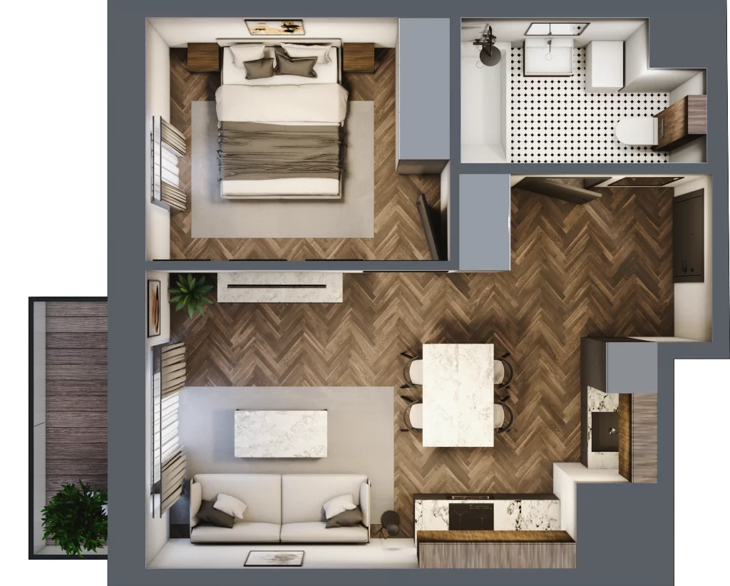 2 pokoje, mieszkanie 38,75 m², piętro 1, oferta nr A.1.19.2a, Atrium, Łódź, Polesie, Stare Polesie, ul. kpt. Stefana Pogonowskiego 44/46