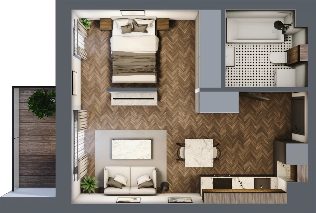 1 pokój, mieszkanie 34,98 m², piętro 1, oferta nr B.1.20.1a, Atrium, Łódź, Polesie, Stare Polesie, ul. kpt. Stefana Pogonowskiego 44/46