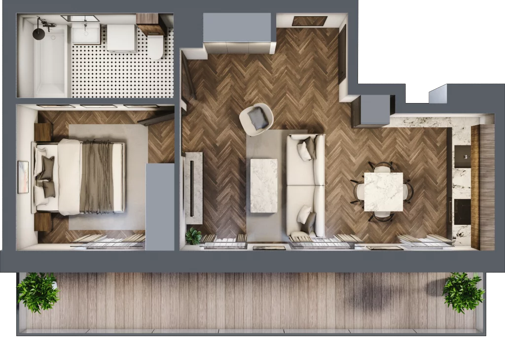 2 pokoje, mieszkanie 41,26 m², piętro 1, oferta nr B.1.23.2a, Atrium, Łódź, Polesie, Stare Polesie, ul. kpt. Stefana Pogonowskiego 44/46