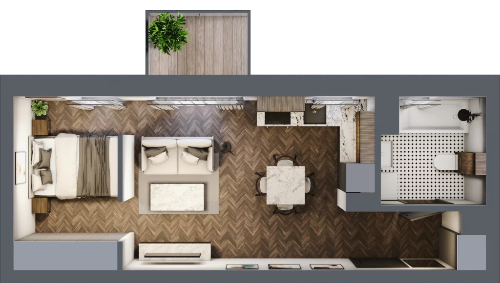 1 pokój, mieszkanie 34,28 m², piętro 1, oferta nr B.1.24.1k, Atrium, Łódź, Polesie, Stare Polesie, ul. kpt. Stefana Pogonowskiego 44/46