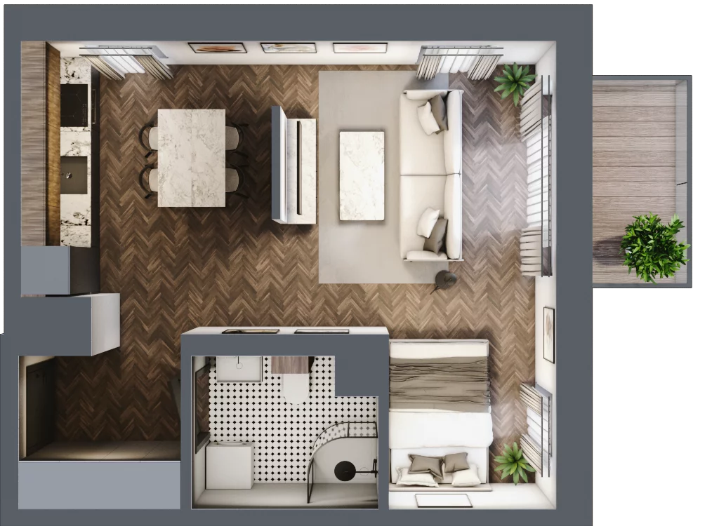 1 pokój, mieszkanie 36,11 m², piętro 1, oferta nr B.1.26.1k, Atrium, Łódź, Polesie, Stare Polesie, ul. kpt. Stefana Pogonowskiego 44/46