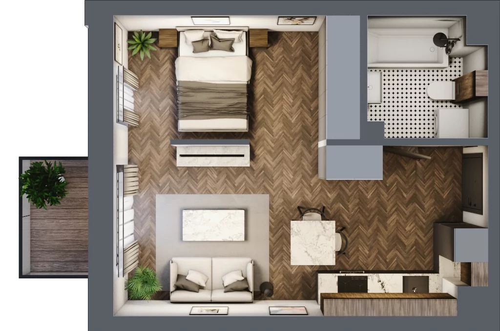 1 pokój, mieszkanie 34,14 m², piętro 1, oferta nr B.1.38.1a, Atrium, Łódź, Polesie, Stare Polesie, ul. kpt. Stefana Pogonowskiego 44/46