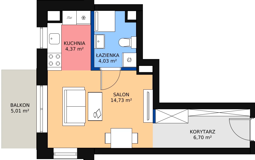 Zalety mieszkania 30.15 m², B.1.39.1k