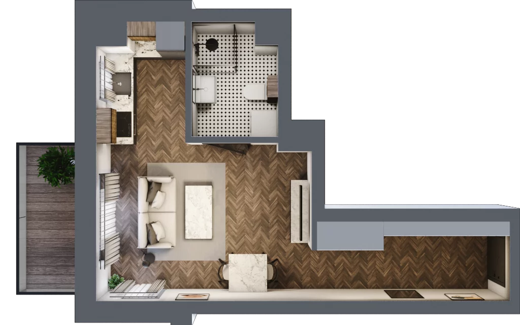 1 pokój, mieszkanie 30,15 m², piętro 1, oferta nr B.1.39.1k, Atrium, Łódź, Polesie, Stare Polesie, ul. kpt. Stefana Pogonowskiego 44/46