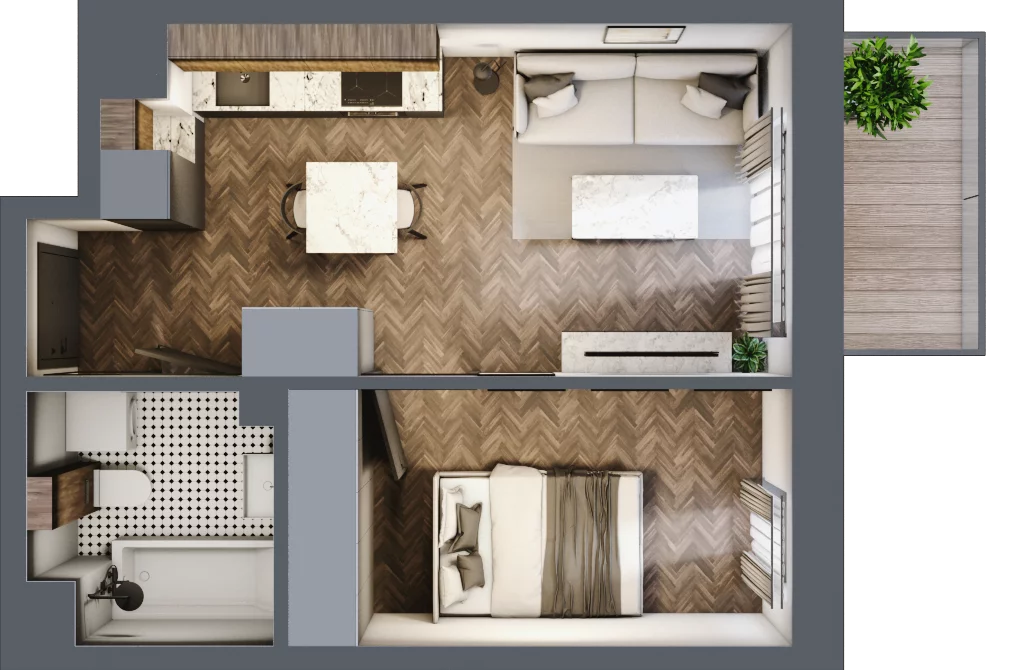 2 pokoje, mieszkanie 33,13 m², piętro 2, oferta nr A.2.25.2a, Atrium, Łódź, Polesie, Stare Polesie, ul. kpt. Stefana Pogonowskiego 44/46