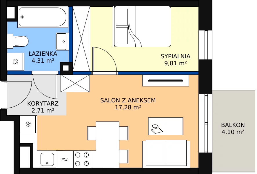 Zalety mieszkania 34.69 m², A.2.26.2a