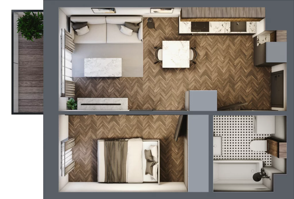 2 pokoje, mieszkanie 34,31 m², piętro 2, oferta nr A.2.30.2a, Atrium, Łódź, Polesie, Stare Polesie, ul. kpt. Stefana Pogonowskiego 44/46