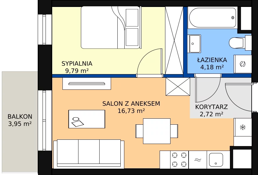 Zalety mieszkania 33.96 m², A.2.31.2a