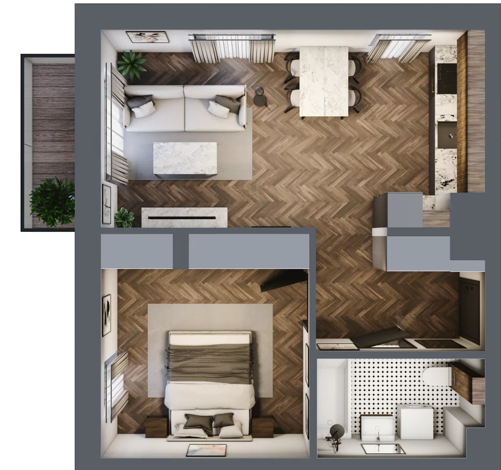 2 pokoje, mieszkanie 46,10 m², piętro 2, oferta nr A.2.35.2a, Atrium, Łódź, Polesie, Stare Polesie, ul. kpt. Stefana Pogonowskiego 44/46