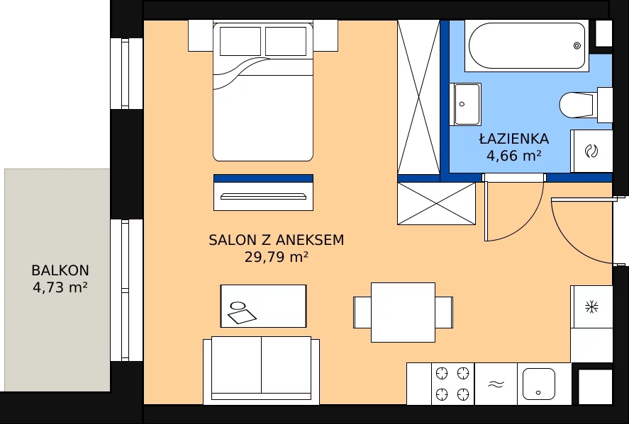 Zalety mieszkania 34.98 m², B.2.40.1a