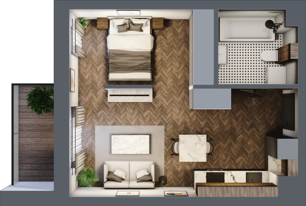 1 pokój, mieszkanie 34,98 m², piętro 2, oferta nr B.2.40.1a, Atrium, Łódź, Polesie, Stare Polesie, ul. kpt. Stefana Pogonowskiego 44/46