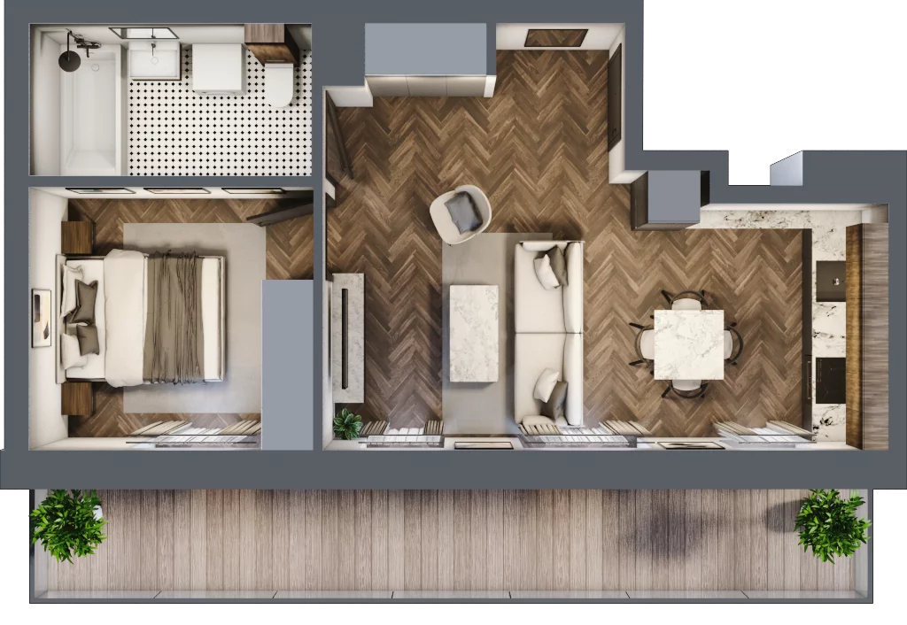 2 pokoje, mieszkanie 41,26 m², piętro 2, oferta nr B.2.43.2k, Atrium, Łódź, Polesie, Stare Polesie, ul. kpt. Stefana Pogonowskiego 44/46