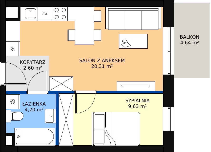 Zalety mieszkania 37.35 m², B.2.50.2a