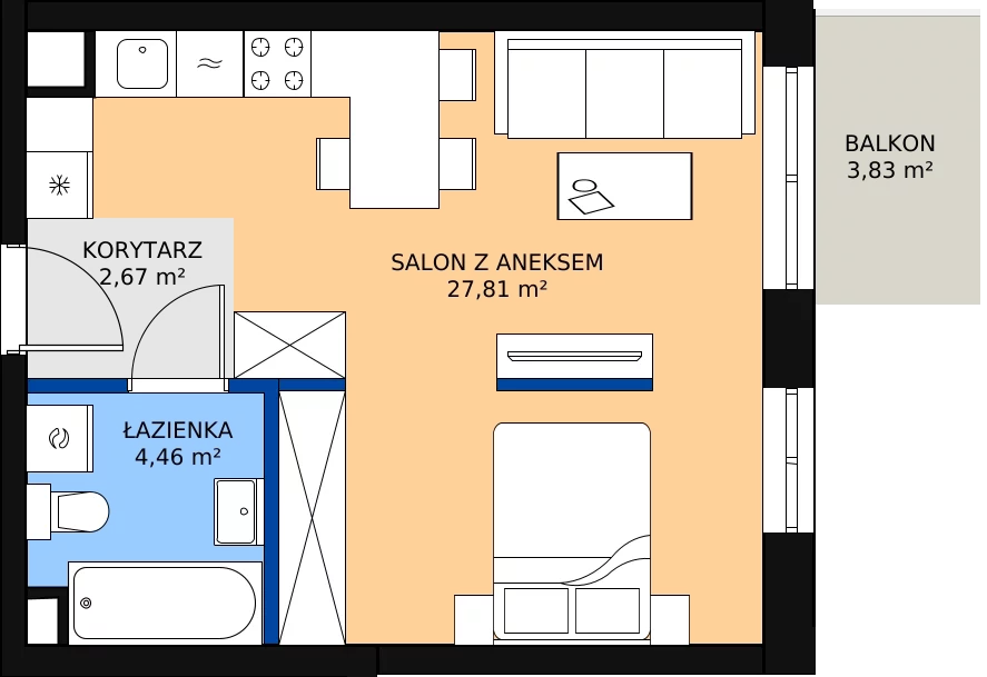 Zalety mieszkania 35.47 m², B.2.52.1a