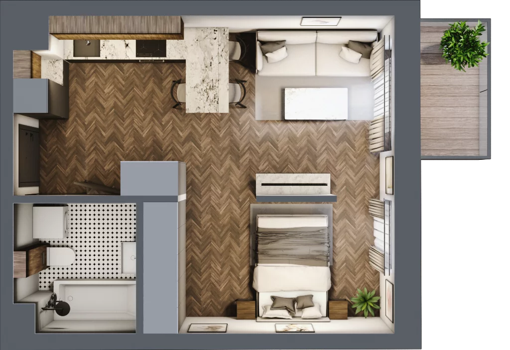 1 pokój, mieszkanie 35,47 m², piętro 2, oferta nr B.2.52.1a, Atrium, Łódź, Polesie, Stare Polesie, ul. kpt. Stefana Pogonowskiego 44/46