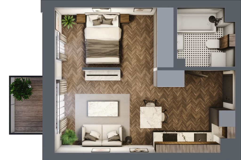1 pokój, mieszkanie 34,14 m², piętro 2, oferta nr B.2.58.1a, Atrium, Łódź, Polesie, Stare Polesie, ul. kpt. Stefana Pogonowskiego 44/46