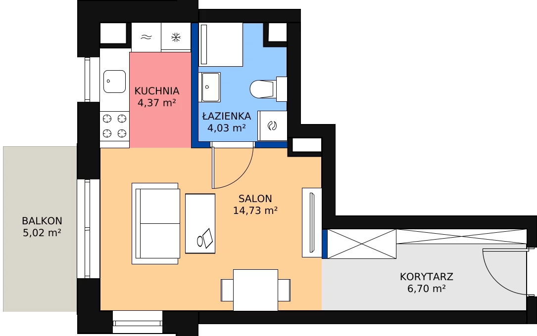 Zalety mieszkania 30.15 m², B.2.59.1k