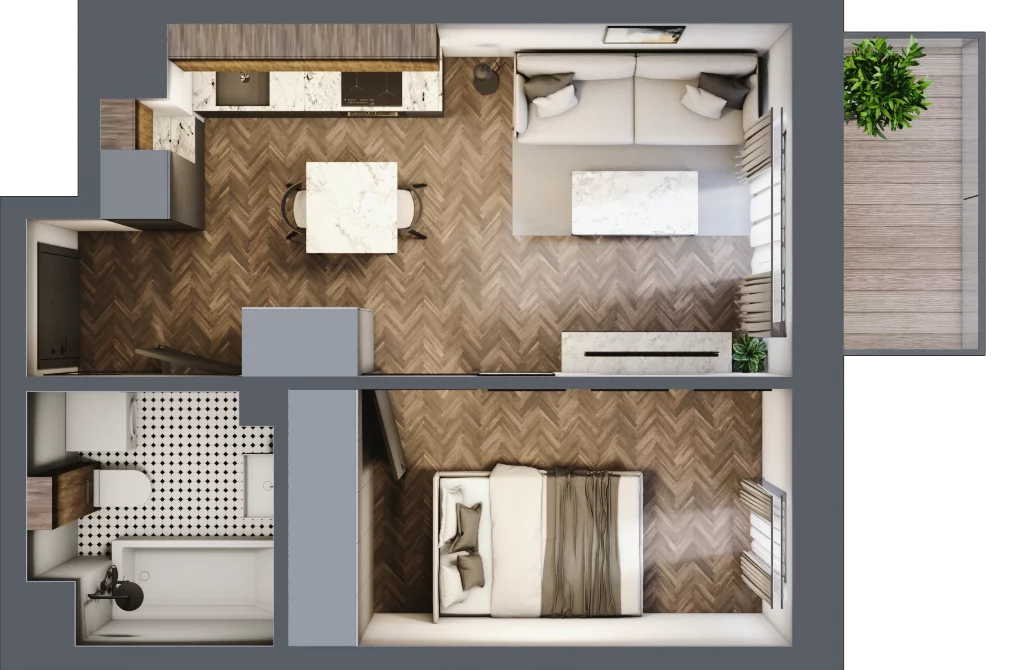 2 pokoje, mieszkanie 33,13 m², piętro 3, oferta nr A.3.41.2a, Atrium, Łódź, Polesie, Stare Polesie, ul. kpt. Stefana Pogonowskiego 44/46