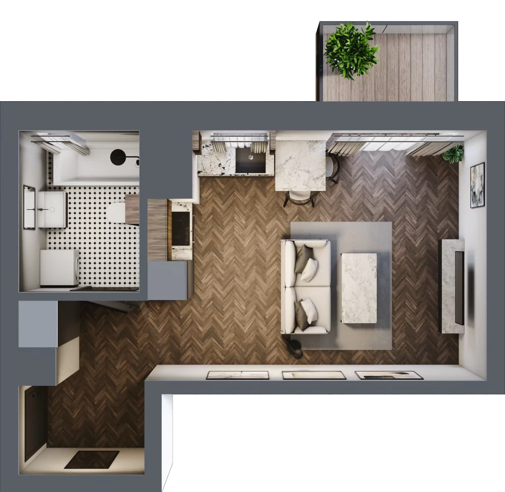 1 pokój, mieszkanie 29,14 m², piętro 3, oferta nr A.3.52.1a, Atrium, Łódź, Polesie, Stare Polesie, ul. kpt. Stefana Pogonowskiego 44/46