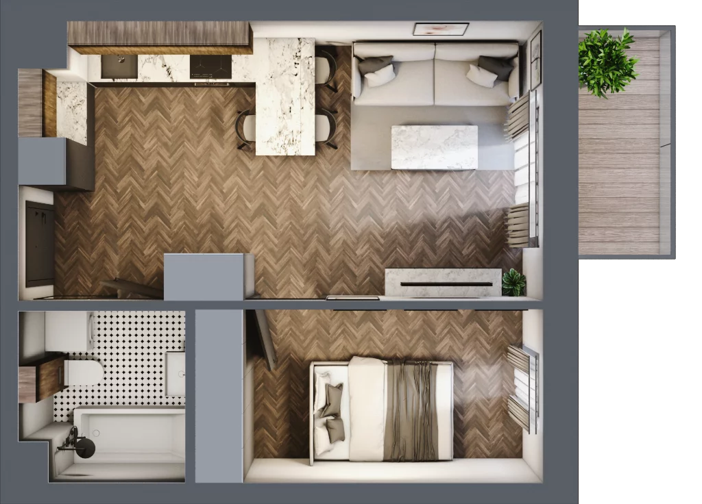 2 pokoje, mieszkanie 37,25 m², piętro 3, oferta nr B.3.70.2a, Atrium, Łódź, Polesie, Stare Polesie, ul. kpt. Stefana Pogonowskiego 44/46