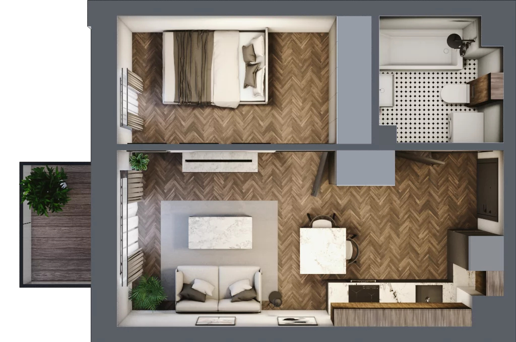 2 pokoje, mieszkanie 33,94 m², piętro 3, oferta nr B.3.78.2a, Atrium, Łódź, Polesie, Stare Polesie, ul. kpt. Stefana Pogonowskiego 44/46