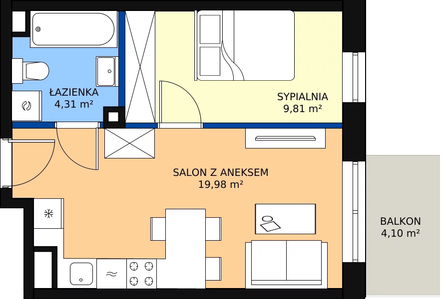 Zalety mieszkania 34.69 m², A.4.58.2a