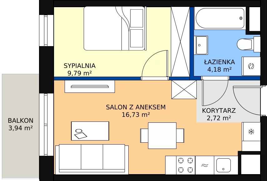 Zalety mieszkania 33.96 m², A.4.63.2a