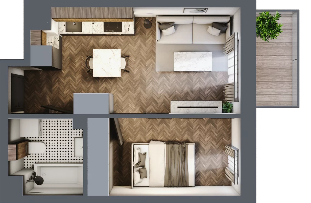 2 pokoje, mieszkanie 33,13 m², piętro 5, oferta nr A.5.73.2a, Atrium, Łódź, Polesie, Stare Polesie, ul. kpt. Stefana Pogonowskiego 44/46