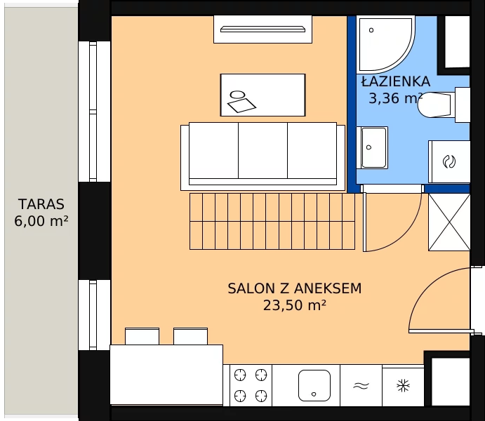 Zalety mieszkania 53.39 m², A.5.77.2a