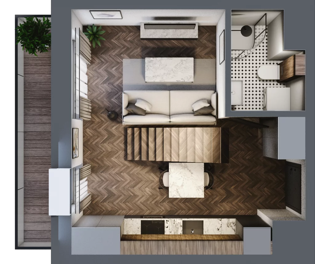 2 pokoje, mieszkanie 51,71 m², piętro 5, oferta nr A.5.79.2a, Atrium, Łódź, Polesie, Stare Polesie, ul. kpt. Stefana Pogonowskiego 44/46