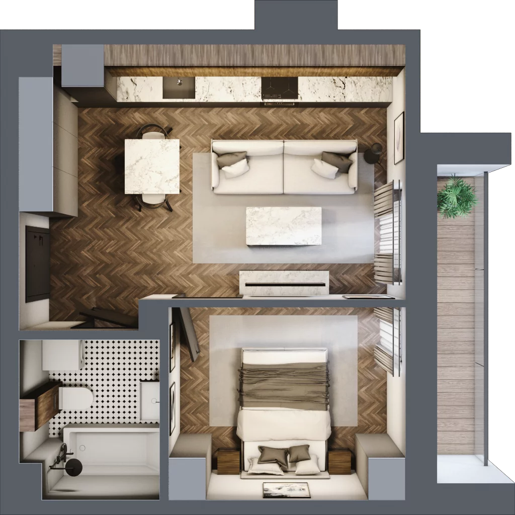 2 pokoje, mieszkanie 33,84 m², piętro 5, oferta nr A.5.85.2a, Atrium, Łódź, Polesie, Stare Polesie, ul. kpt. Stefana Pogonowskiego 44/46