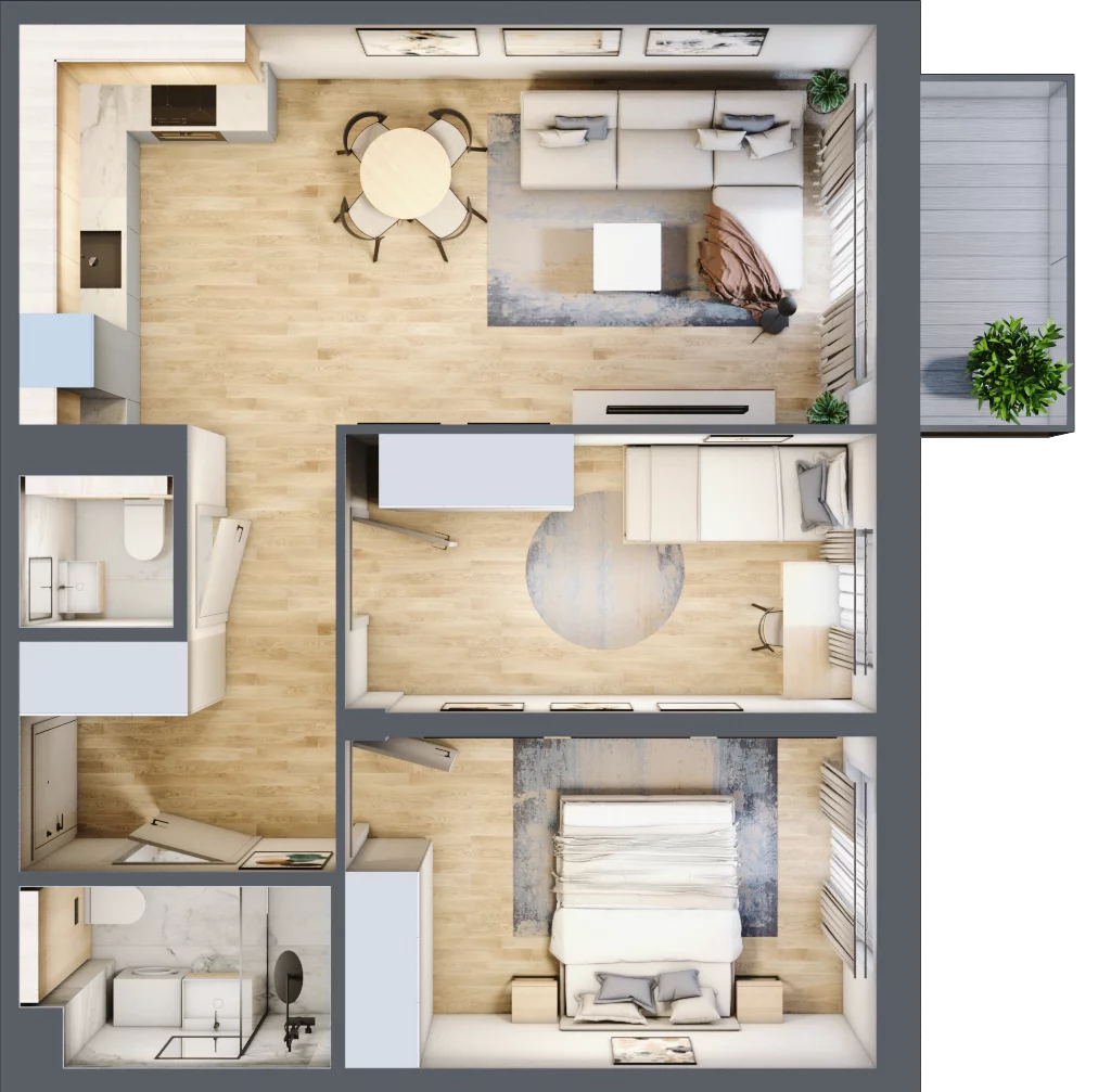 3 pokoje, mieszkanie 55,30 m², piętro 4, oferta nr B.4.39.3a, art.TEO, Łódź, Polesie, Teofilów, ul. Kaczeńcowa 2B i 2C
