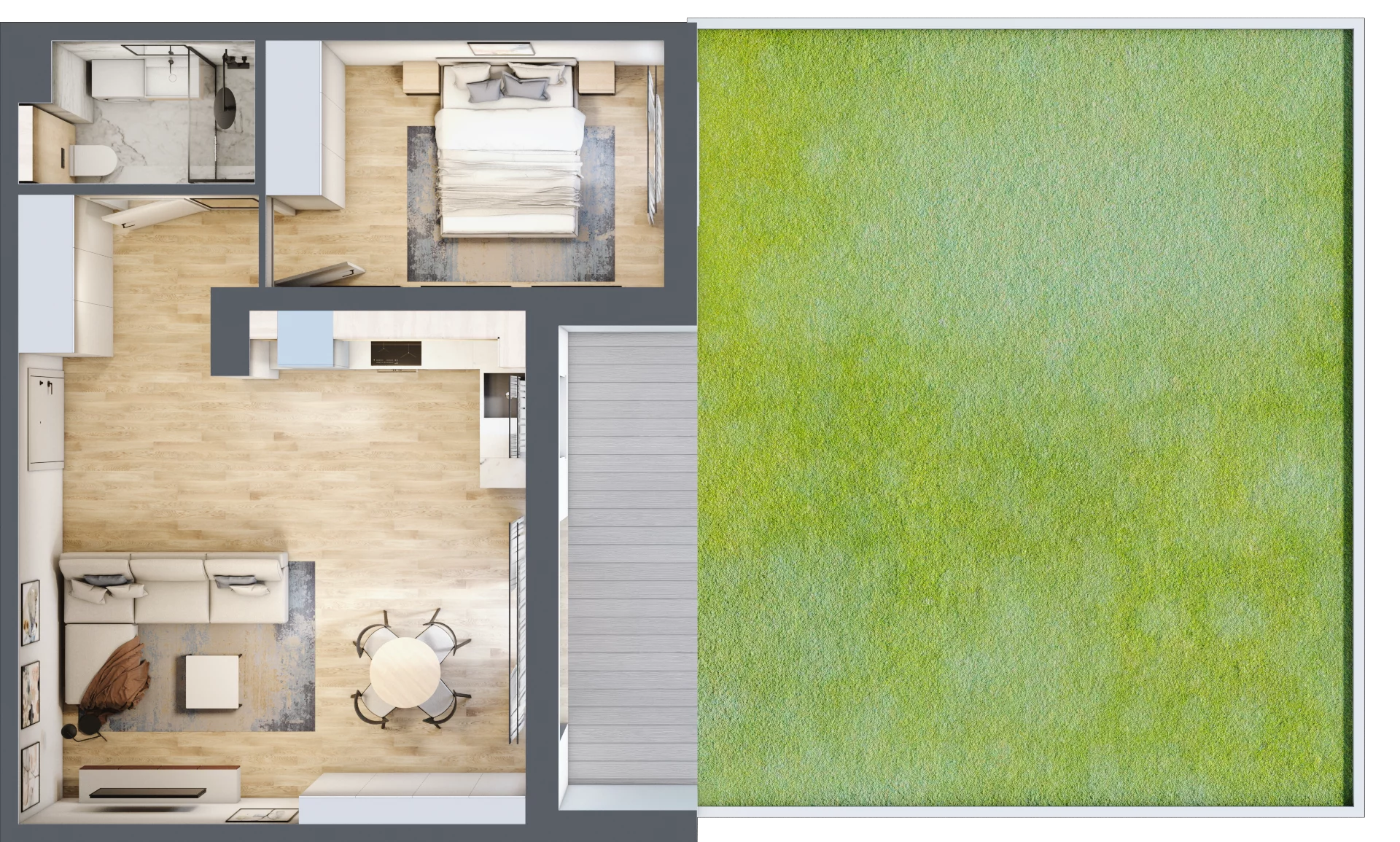2 pokoje, mieszkanie 47,72 m², parter, oferta nr B.0.05.2k, art.TEO, Łódź, Polesie, Teofilów, ul. Kaczeńcowa 2B i 2C