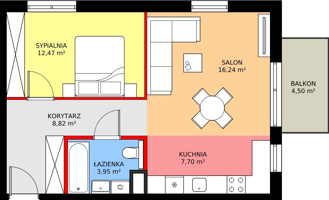 Zalety mieszkania 49.23 m², B.2.20.2k