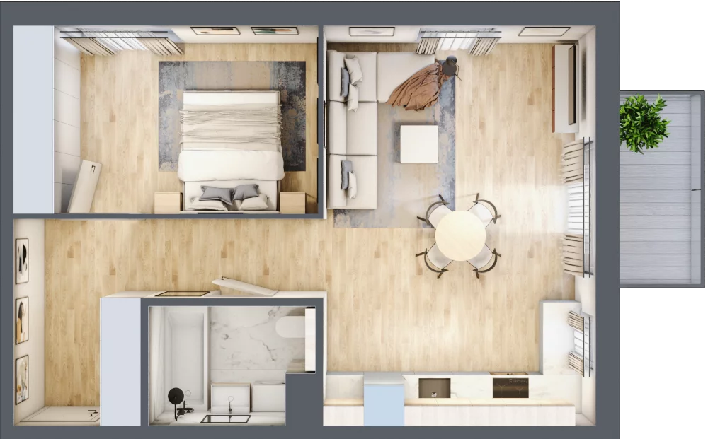 2 pokoje, mieszkanie 49,23 m², piętro 2, oferta nr B.2.20.2k, art.TEO, Łódź, Polesie, Teofilów, ul. Kaczeńcowa 2B i 2C