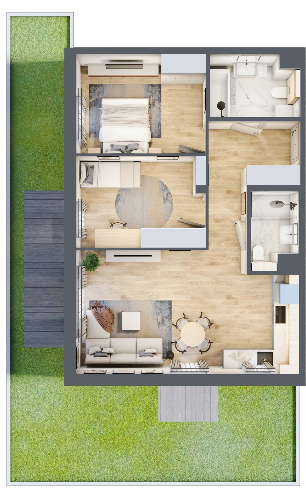 3 pokoje, mieszkanie 63,85 m², parter, oferta nr D.0.08.3k, art.TEO, Łódź, Polesie, Teofilów, ul. Kaczeńcowa 2B i 2C