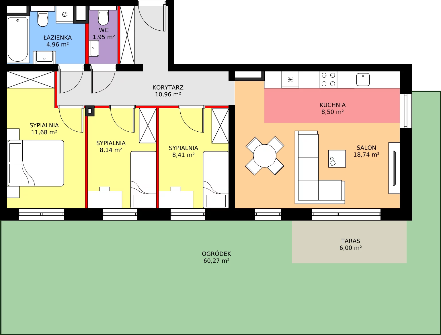 Zalety mieszkania 73.34 m², E.0.04.4k