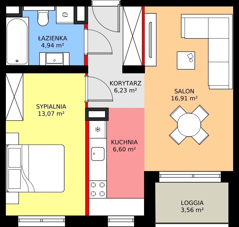 Zalety mieszkania 47.75 m², E.4.27.2k